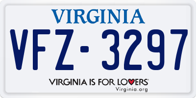 VA license plate VFZ3297