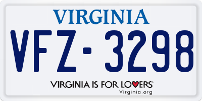 VA license plate VFZ3298