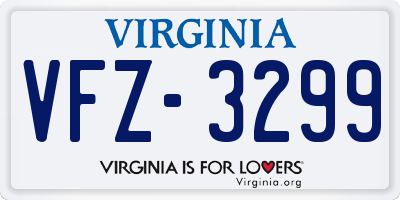 VA license plate VFZ3299