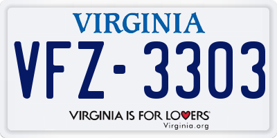 VA license plate VFZ3303