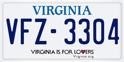 VA license plate VFZ3304