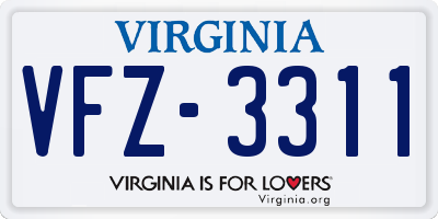 VA license plate VFZ3311