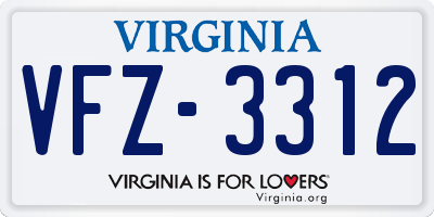 VA license plate VFZ3312