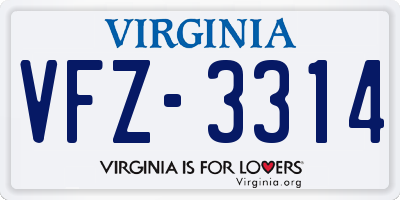 VA license plate VFZ3314