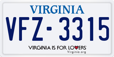 VA license plate VFZ3315