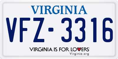 VA license plate VFZ3316