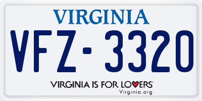 VA license plate VFZ3320