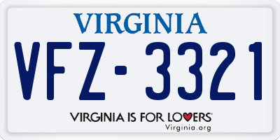 VA license plate VFZ3321