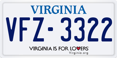 VA license plate VFZ3322