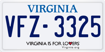 VA license plate VFZ3325