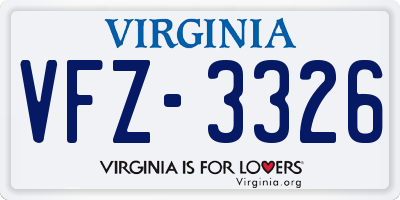 VA license plate VFZ3326