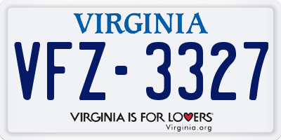 VA license plate VFZ3327