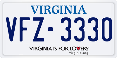 VA license plate VFZ3330