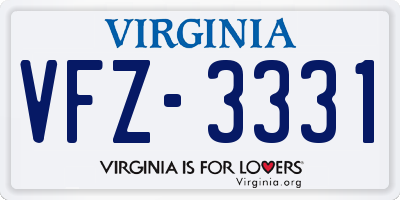 VA license plate VFZ3331