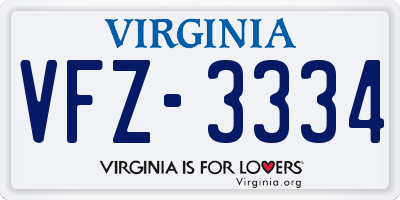 VA license plate VFZ3334