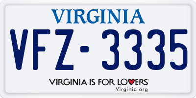 VA license plate VFZ3335