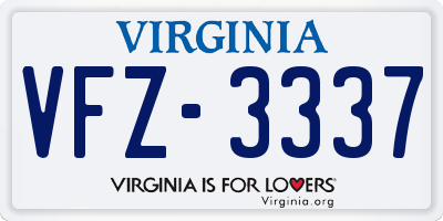 VA license plate VFZ3337