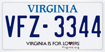 VA license plate VFZ3344