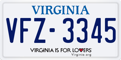VA license plate VFZ3345