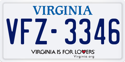 VA license plate VFZ3346