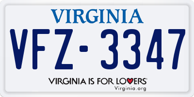 VA license plate VFZ3347