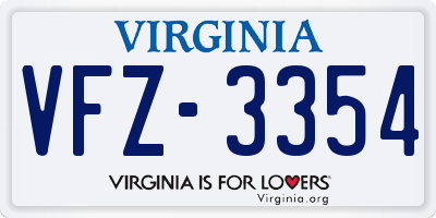 VA license plate VFZ3354