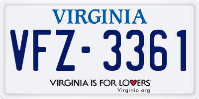 VA license plate VFZ3361
