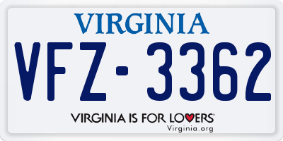 VA license plate VFZ3362