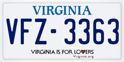VA license plate VFZ3363