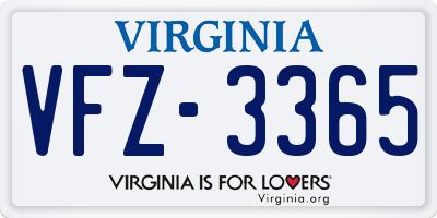VA license plate VFZ3365