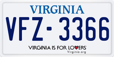 VA license plate VFZ3366