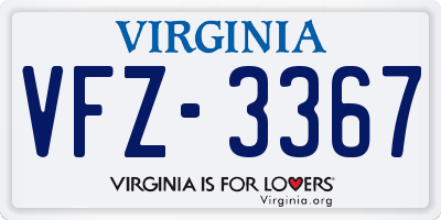 VA license plate VFZ3367