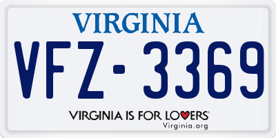 VA license plate VFZ3369