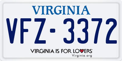 VA license plate VFZ3372