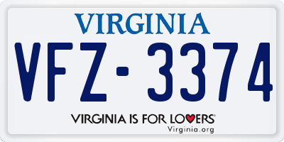 VA license plate VFZ3374