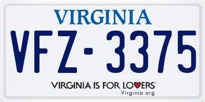VA license plate VFZ3375