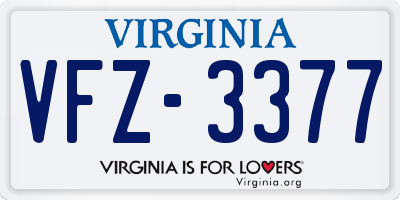 VA license plate VFZ3377