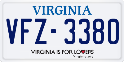 VA license plate VFZ3380