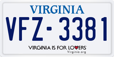 VA license plate VFZ3381