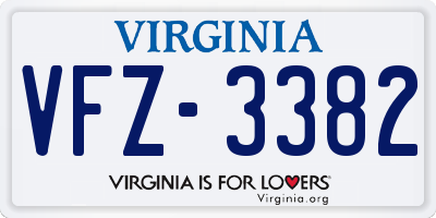 VA license plate VFZ3382