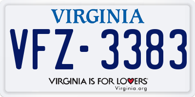 VA license plate VFZ3383