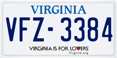 VA license plate VFZ3384