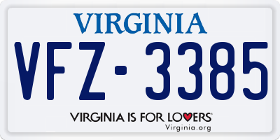 VA license plate VFZ3385