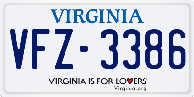 VA license plate VFZ3386