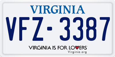 VA license plate VFZ3387