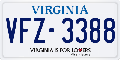 VA license plate VFZ3388