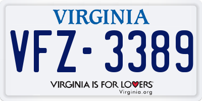 VA license plate VFZ3389