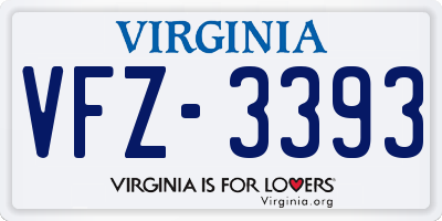 VA license plate VFZ3393