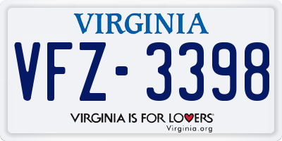 VA license plate VFZ3398