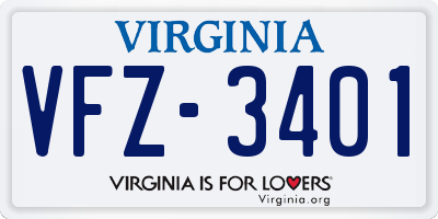VA license plate VFZ3401